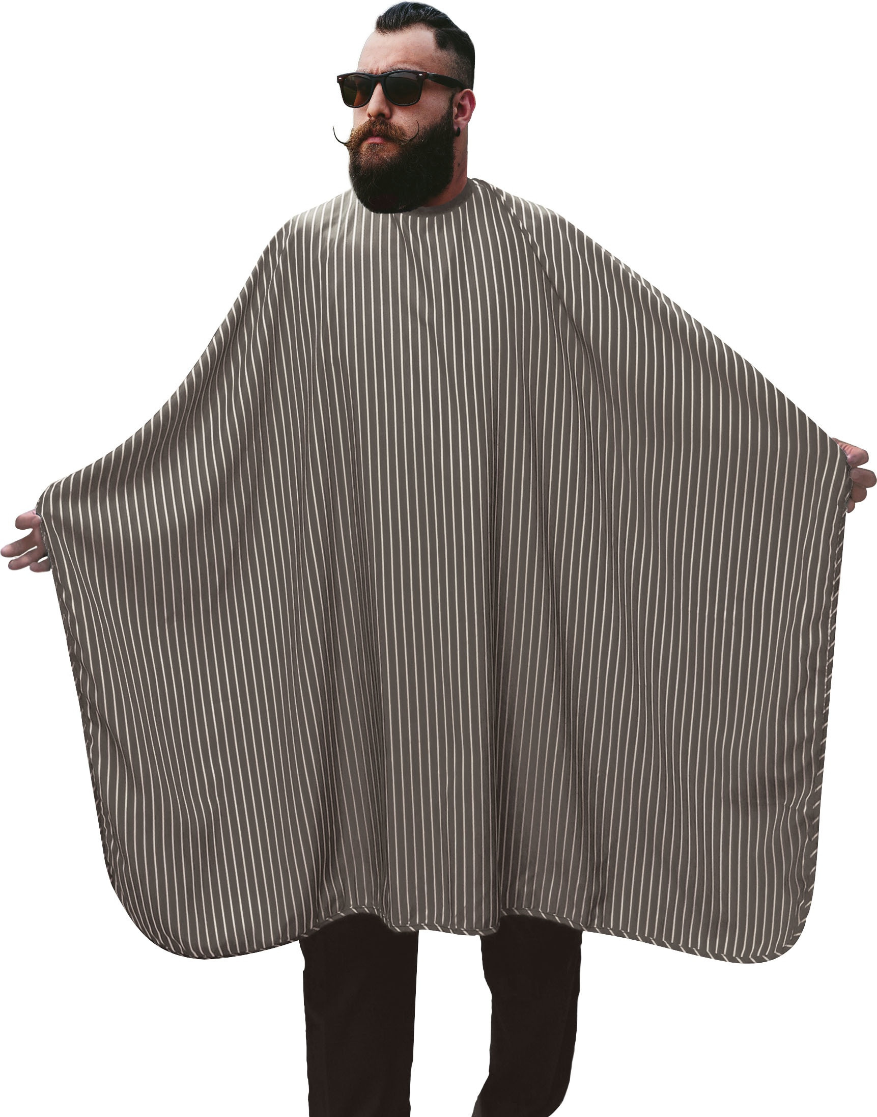 Cape de Coiffure Grise à Rayures Blanche